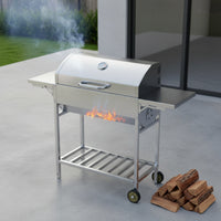 Barbecue Grill with Side Shelves Stainless Steel Lidded Barbecue Grill Outdoor for Backyard Cooks, Families, Patio, Yard