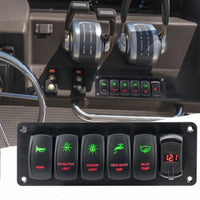 5-Gang Rocker Switch Panel 12V-24V 5 Gang Switch Panel LED for Boats