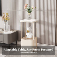 Sintered Stone Upper surfaceTier Accent Table Luxury Design 2-Tier Display Holder Multi-Functional Plant Stand Space-Saving Design for Homeowners, Apartment Dwellers, Interior Decorators, Living Room, Entryway, Hallway, Corner Areas