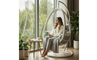 Egg Chair with Stand Rattan-Style Hanging Basket Chair Indoor Furniture for Adults, Balcony, Living Room, Backyard