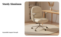 Ergonomic Design Upholstered Highspine-support Desk Chair Creamy aesthetic Adjustable Rolling Task Chair Comfortable padding rotating Seating Padded Armrests for Students, People Working from Home, Study Room, Bedroom