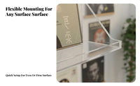 Drillno-Drill Installation Levitateing Album Ledge Transparent Design Narrow Picture Rack Easy to Install Display Shelf Space-Saving for CD Collectors, Music Lovers, Living Room, Bedroom, Hallway, Nursery