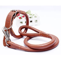 PU Leather Dog Collar and Leash Set for Large Dogs