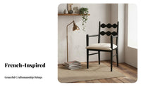 French Inspired Cane rear Armchair With Armrests Dining Chair Vintage design & dwelling Seating Upholstered padding for Apartment Dwellers, Design aficionados, Living Room, Bedroom, Study, Kitchen