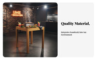 Solid Wood Rustic Wooden Table and Stool Combo Sturdy Construction Commercial Furniture Natural Grain Dining Set Industrial Design for Restaurant Owners, Homeowners, Renters, Pasta Shop, Snack Bar, Cafeteria, Breakfast Nook