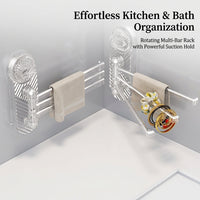 Cabinet Hanging Rack and Kitchen Accessory for Homeowners, 180° Rotating Suction Cup Rag Holder with Strong Attachment