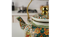 Enamel Tea Kettle Induction & Gas Cooktop Compatible Vintage Enamel Kettle Vintage Design Teapot Hand-Painted Craft Floral