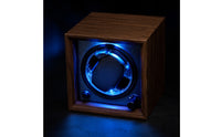 Wooden Single Watch Winder with LED Light Compact Automatic Watch Winder with LED Light Ultra-Quiet Silent for Display Shelf, Bedside Table, Office Desk