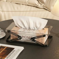 Tissue Box Holder Square for Facial Tissue, Clear Plastic Folding Design with Two Springs, Modern Minimalist Style for Home Office, Living Room