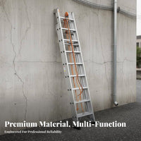 3 Section Extension Ladder High Load Capacity Heavy Duty Fire Egress Ladder Non-Slip Feet Access Equipment for Maintenance Engineers, Factories