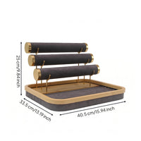 Bamboo Jewelry Organizer Rounded Corners Bamboo Band Tray Soft Lining Household Storage