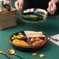 Nordic Style Ceramic Divided Serving Platter for Snacks and Nuts