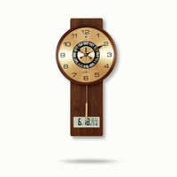 Decorative Wall Clock with Deer Antlers Classic Wooden Pendulum Wall Clock Vertical Vintage for Living Room, Entryway