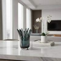 Decorative Centerpiece Vase Modern Minimalist Art Glass Bowl Eye-Catching Design Wave Glass Vase for Dining Table, Showroom