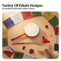 Traditional Design Long-Handled Frame Drum Portable Frame Drum Reinforced Handle Dance Prop Handmade for Children, Students, Stage Performances, Cultural Festivals, Celebrations, Home Practice