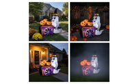 Bright Ghost Inflatable with Pumpkin Carriage Freestanding Halloween Inflatable with Witch Hat Festive Yard Decoration Cute for Lawn