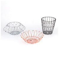 Creative Geometric Metal Fruit Basket Foldable Nordic Style Iron Wire Storage Bowl