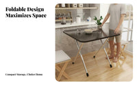 Space-Saving Foldable Dining Table Multi-Purpose Small Square Folding Table Stable Structure Simple Study Desk Long-Lasting for Students, Families, Party Hosts, Dormitory, Bedroom, Living Room, Kitchen