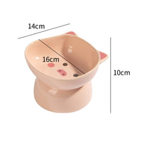 Anti-Tip Ceramic Cartoon Pet Dish Large Capacity Elevated Cat Bowl Easy to Clean Tilted Ceramic Pet Dish Dishwasher Safe for Cats, Kittens