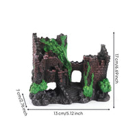Hollow Castle Ruins Decoration Textured Aquarium Decor with Cave Realistic Castle Ruins Antique for Aquariums