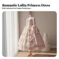 Doll-Like Princess Dress Voluminous Skirt Multi-Layered Lace Patchwork Dress Ribbon Feature Cosplay Formal Gown Vintage Inspired