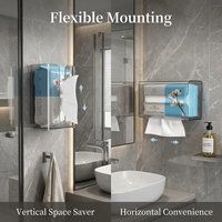 Wall Mounted Tissue Box Holder, Suction Holder, Modern Facial Tissue Holder, Napkin Dispenser Home Wall, Horizontal Vertical Mount Tissue Box