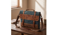 Canvas Briefcase Crossbody Canvas Carrier Bag Retro Briefcase with Shoulder Strap for Students, School, Travel