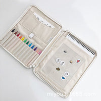 INS Style Kids Canvas Art Supply Pouch Large Capacity Crayon Pencil Case Multifunctional Storage Bag