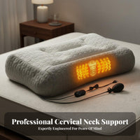 With Heat Heated Neck Pillow Breathable Material Cervical Contour Pillow Adjustable for Back Sleepers, Insomniacs, Sleeping, Home