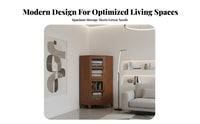 Space-Saving Design Sliding Glass Door Cupboard Multi-Functional Sliding Glass Door Credenza Adjustable Shelves book storage unit Easy Assembly for Apartment Dwellers, Interior Decorators, Bay opening Area, Living Room, Home Office, Bedroom