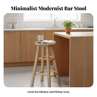 Sturdy Construction Simple Wooden Stool Heavy Duty Wooden Bar Stool Easy Assembly Household Furniture Built-in Footrests for Adults, Homeowners, Cafe, Dining Room, Pub