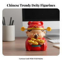 God of Wealth Figurine Traditional Symbol Cute Chinese God Statue Desktop Resin Figure Vivid Features Resin Deity Miniature