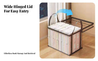 Collapsible Lidded Box Transparent panel Foldable Book Tote particleproof