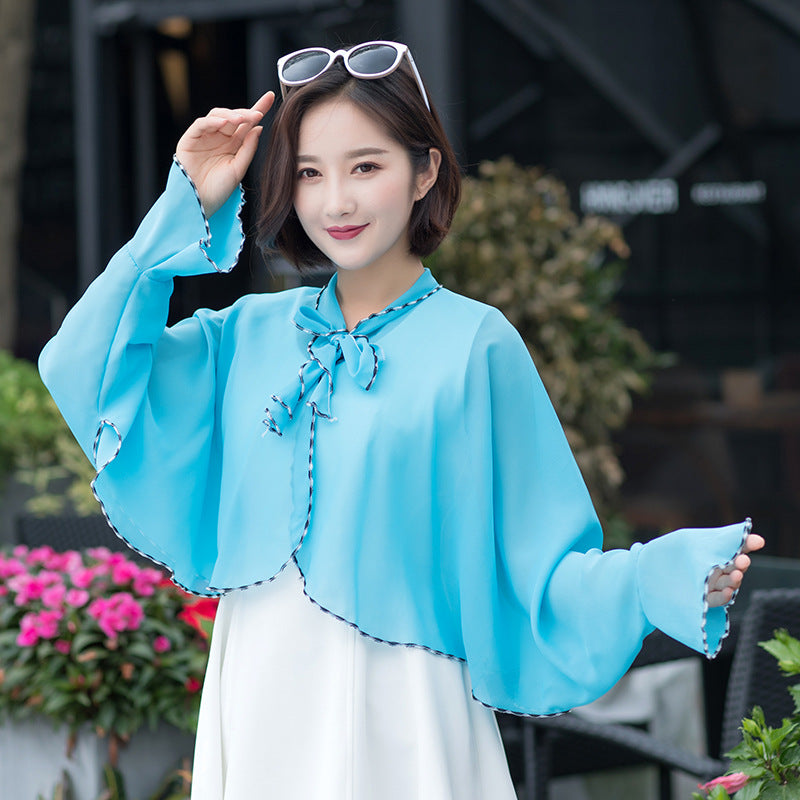 Women's Summer Chiffon Sun Protection Shawl for Driving and Outdoor Cycling