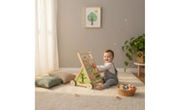 Wooden Infant Push Cart Develops Fine Motor Skills Multifunctional Activity Push Cart 8-in-1 Activities Wooden Push Toy for Young Children, Infants