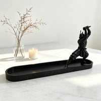 Katana-Style Incense Tray with Samurai Decorative Incense Stick Holder Black Elegant for Home Office
