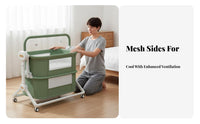 Portable Automatic Rocking Cradle Foldable Design Automatic Rocking Bassinet Multi-Functional Bedside Sleeper Adjustable Height for Newborns, Infants, New Mothers, Bedroom, Naptime, Indoors, Living Room