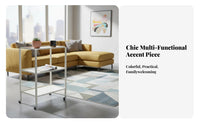 With casters 2-Tier Rolling trolley utilitarian and design 2-Tier Utility trolley Multi-Functional Mobile Storage Space-Saving Design for Apartment Dwellers, Office Workers, Living Room, Bedroom, Small areas, Kitchen