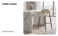 Modern Design Upholstered High Stool with Low Back Built-in Footrest Counter Chair Sturdy Construction Home Furniture Padded Seat for Adults, Homeowners, Business Owners, Bar, Front Desk, Cafe, Eatery