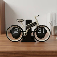 Two-Wheeler Flip Clock Creative Design Bike Shaped Desk Clock Automatic Page Turning House Decoration for Cyclists, Bedroom