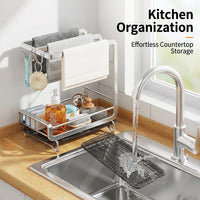 Bathroom Sink Organizer and Drain Rack for General Public, 304 Stainless Steel Tidy Organiser, Versatile Countertop Sponge