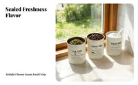 3 Pieces Metal Canister Wooden Handle Sealed Lid Tea Beverage Sweetener Canister Set Airtight Farmhouse Kitchen Jar Set