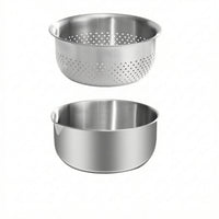 2 Pieces Perforated Colander with Mixing Bowl Nesting Colander and Mixing Bowl Set Rust-Resistant Bowls Food-Grade for Bakers, Kitchen