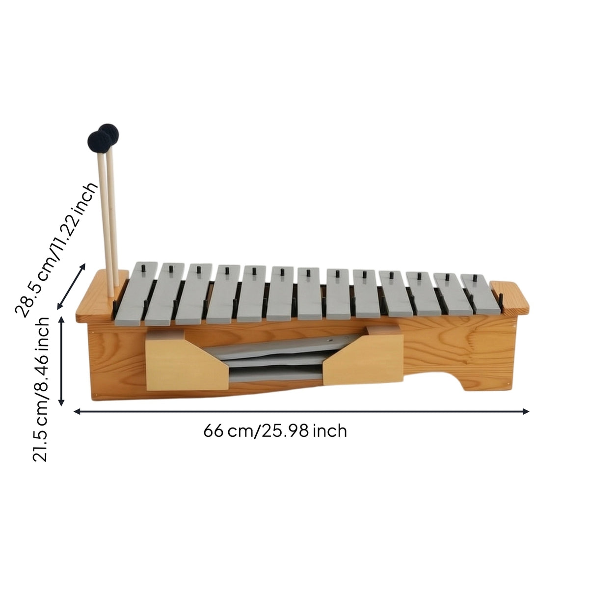 13-Note Metallophone with Mallets Aluminum Metallophone Wooden Xylophone with Mallets for Young Children, Classrooms