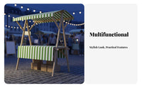 Foldable Market Stall Optional Wheels Wooden Vendor Cart with Canopy Easy In Stand Tion Wooden Merchant Stand with Awning for Craftsmen, Kids