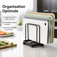 Metal Cutting Board Rack, Hygienic Board Storage for 3 Boards, Vertical Storage for Easy Kitchen Access, Minimalist Countertop Drainer