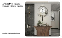 Drill-Effortless Installation New Chinese Design Wall Clock Luxury Design Modern Asian Art Wall Clock Easy to Hang for Homeowners, Hallway