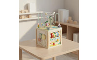 Color Recognition Wooden Activity Cube Multifunction Wooden Bead Maze Cube Hand Eye Coordination Educational Busy Box Fine Movement Skills for Toddlers, Babies, Preschool, Nursery, Kindergarten