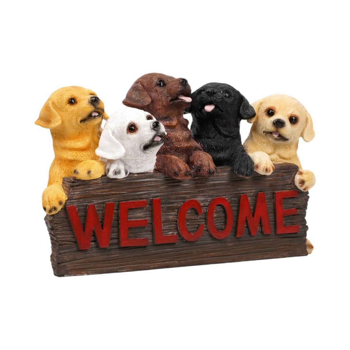 Welcome Sign with Dog Figures Hand-Painted Dog Statue with Welcome Sign Outdoor