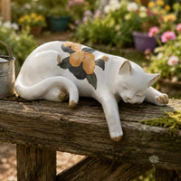 Garden Cat Decoration Cute Sleeping Cat Ornament Decorative Home Decor for Balcony, Terrace, Courtyard